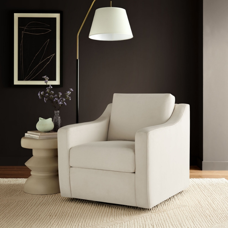 Picture of Velvet Alabaster Modern  Armchair