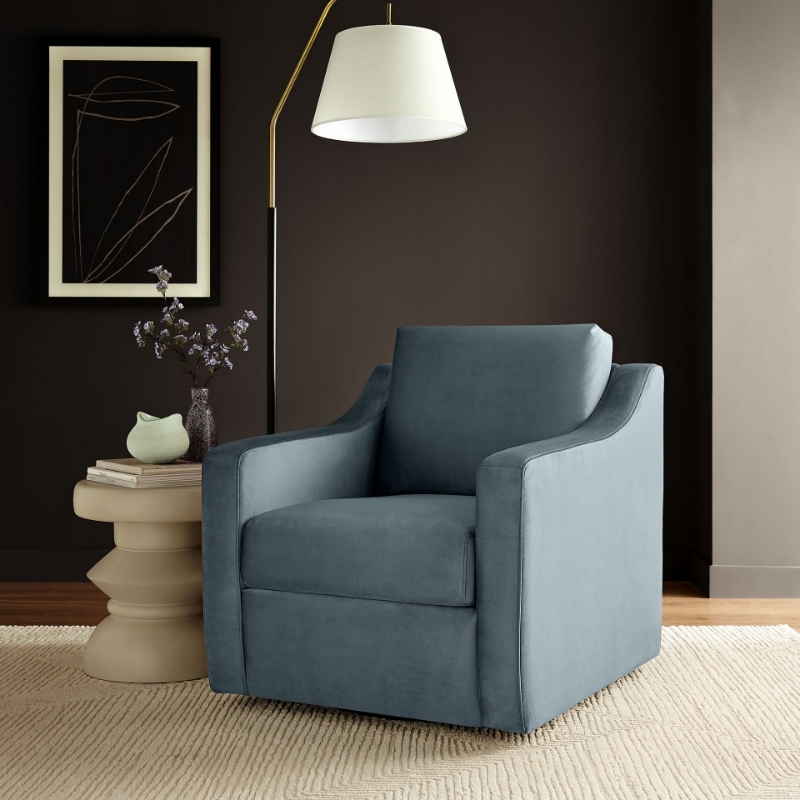 Picture of Velvet Cadet Blue Armchair