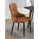 Picture of Faux leather Steel legs in matte black finish  Orange Side Chair