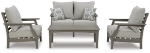 Picture of Outdoor Gray finish wood Loveseat and 2 Chairs with Coffee Table and more outdoor collections