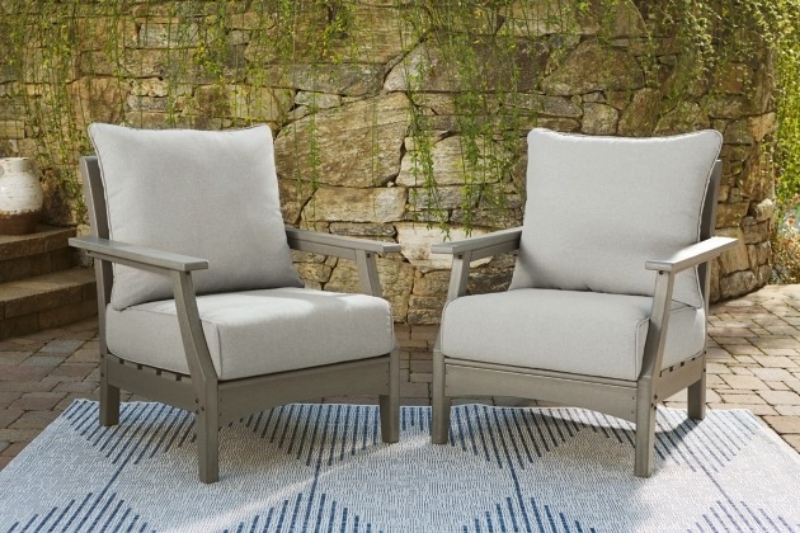 Picture of Outdoor Gray finish wood Lounge Chair w/Cushion