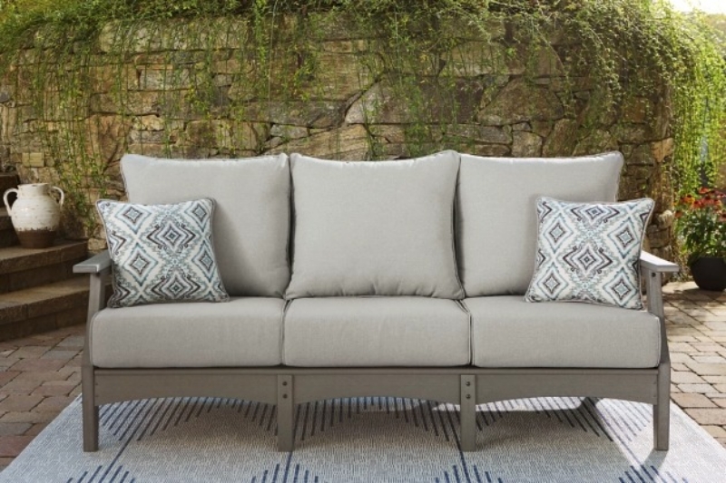 Picture of Outdoor Gray finish wood Sofa with Cushion