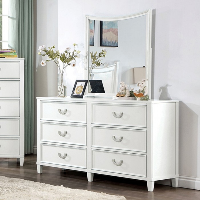 Picture of White Dresser and Mirror