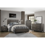 Picture of 5Pc Gray Twin bed, Full bed, Dresser and mirror, Chest and Night stand Bedroom set collection