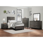 Picture of 5Pc Gray Twin bed, Full bed, Dresser and mirror, Chest and Night stand Bedroom set collection