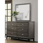 Picture of 5Pc Gray Twin bed, Full bed, Dresser and mirror, Chest and Night stand Bedroom set collection