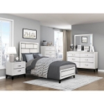 Picture of 5Pc White Twin bed, Full bed, Dresser and mirror, Chest and Night stand Bedroom set collection