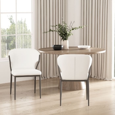 Show details for White Leatherette Dining Chair with Metal Legs Picture of White Leatherette Dining Chair with Metal Legs