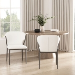 Picture of White, Light Grey and Camel Finish Leatherette Dining Chair with Metal Legs