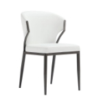 Picture of White, Light Grey and Camel Finish Leatherette Dining Chair with Metal Legs