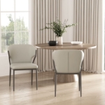 Picture of Light Grey Leatherette Dining Chair with Metal Legs