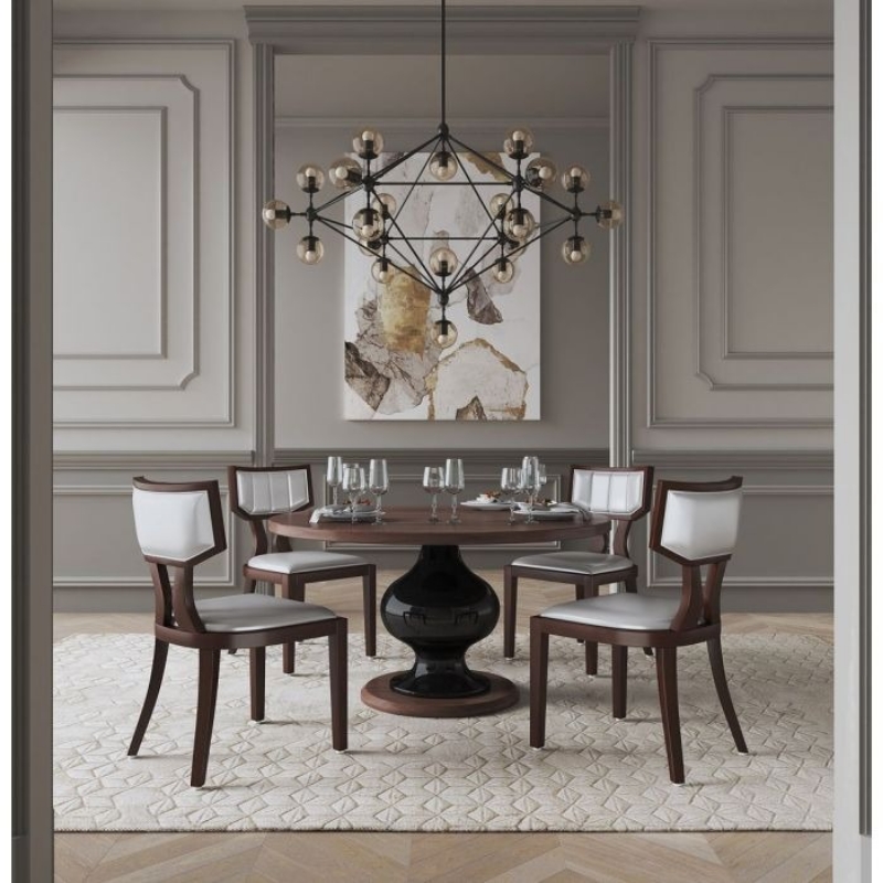 Picture of Silver and Walnut Faux Leather Dining Chair