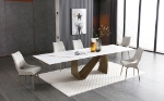 Picture of 83/123" EXTENDABLE Champagne-Bronze MARBLE DINING TABLE
