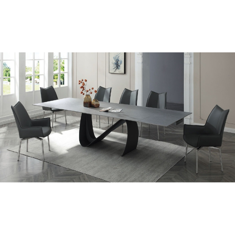 Picture of 83/123" EXTENDABLE DARK GREY MARBLE DINING TABLE