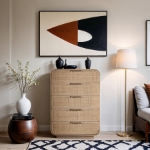 Picture of 34.5"W x 48"H Solid Wood Brown or Natural Finish Chest