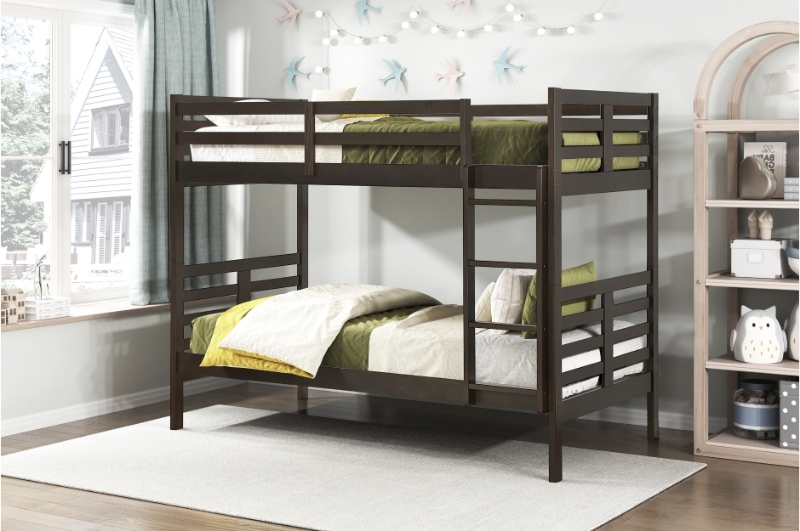 Picture of Twin/Twin Or Twin/Full Bunk Bed Dark Brown