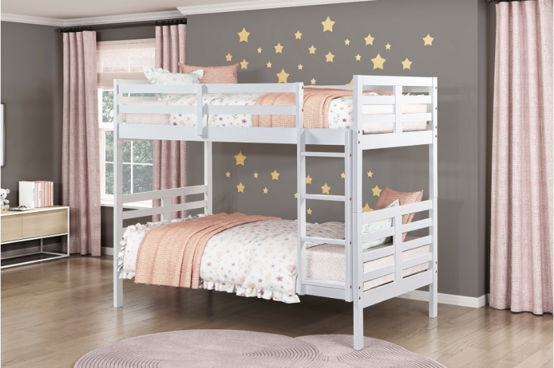 Picture of Twin/Twin Or Twin/Full Bunk Bed in White or Dark Brown Finish