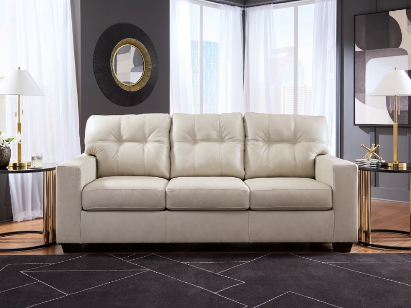 Picture of Bone Color Faux Leather Sofa