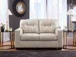 Picture of Bone Color Faux Leather Loveseat