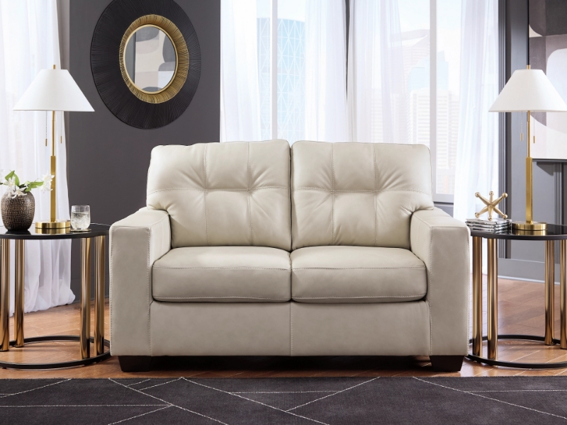 Picture of Bone Color Faux Leather Loveseat