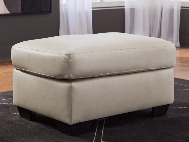Picture of Bone Color Faux Leather Ottoman