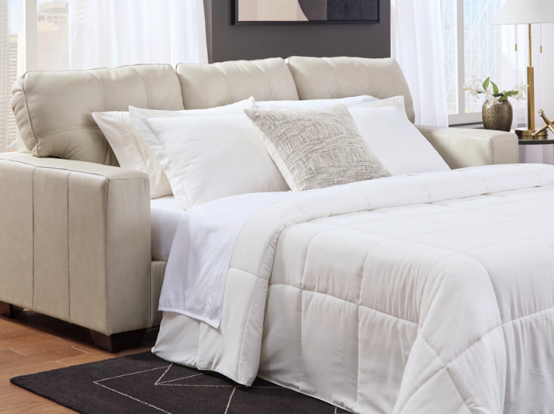 Picture of Bone Color Faux Leather Queen Sofa Sleeper