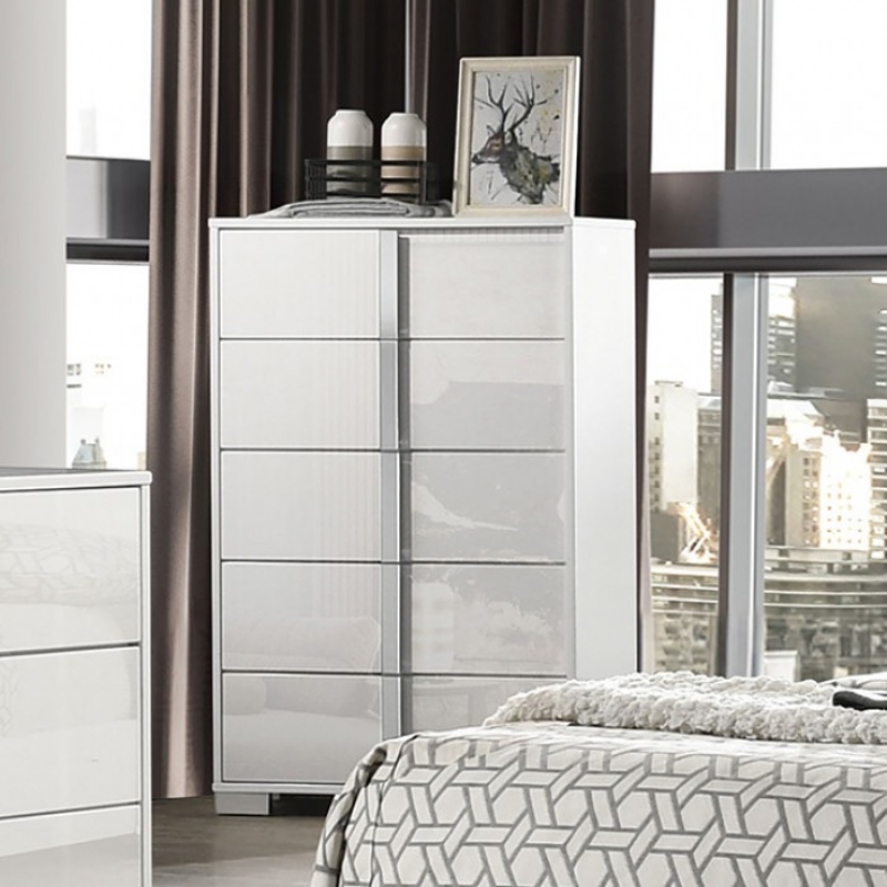 Picture of 31"W x 49"H White or Black or Taupe Chest with Chrome Legs and Chrome Handles