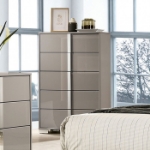 Picture of 31"W x 49"H Light Taupe Chest with Chrome Legs and Chrome Handles