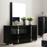 Picture of Piano Black Dresser and Mirror with Chrome Legs and Chrome Handles