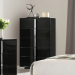 Picture of 31"W x 49"H Piano Black Chest with Chrome Legs and Chrome Handles