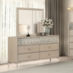 Picture of Natural Oak Dresser and Mirror with Felt-Lined Top Drawer