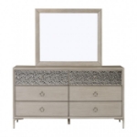 Picture of Natural Oak Dresser and Mirror with Felt-Lined Top Drawer
