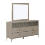Picture of Natural Oak Dresser and Mirror with Felt-Lined Top Drawer