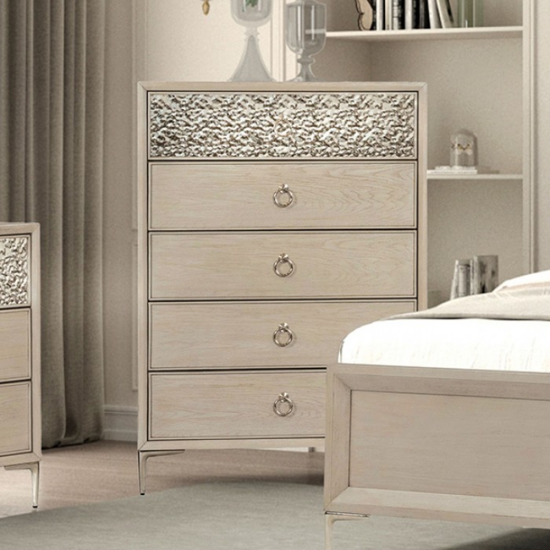 Picture of 38"W x 54"H Natural Oak Chest with Felt-Lined Top Drawer