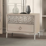Picture of Natural Oak And Espresso Two Drawer Night Stand with Felt-Lined Top Drawer