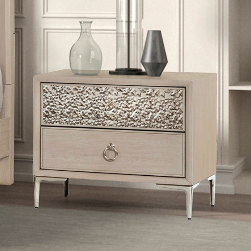 Picture of Natural Oak Two Drawer Night Stand with Felt-Lined Top Drawer