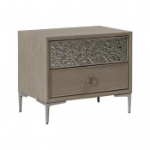 Picture of Natural Oak And Espresso Two Drawer Night Stand with Felt-Lined Top Drawer