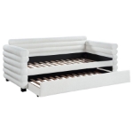 Picture of Boucle Upholstered Twin Day Bed with Trundle White