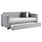Picture of Boucle Upholstered Twin Day Bed with Trundle Grey