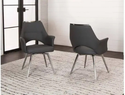 Show details for Charcoal Polyurethane Swivel Chair - Chrome Frame Picture of Charcoal Polyurethane Swivel Chair - Chrome Frame