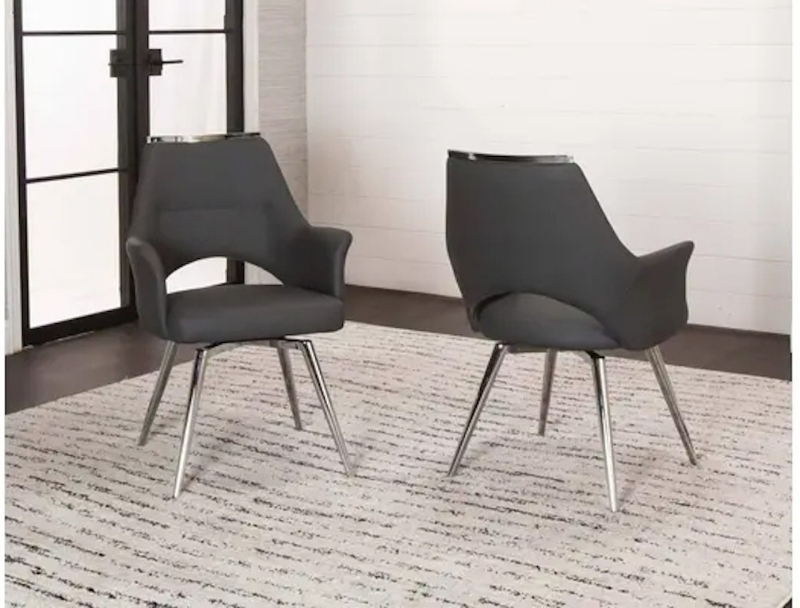 Picture of Charcoal Polyurethane Swivel Chair - Chrome Frame