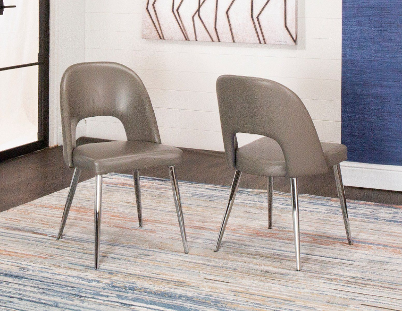 Picture of Mushroom, Black and Charcoal Finish Polyurethane Chair - Chrome Frame
