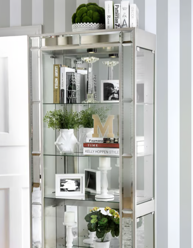 Picture of 5-tier Shelf Material Glass, Solid Wood Curio Cabinet - 31"W X 14"D X 78"H