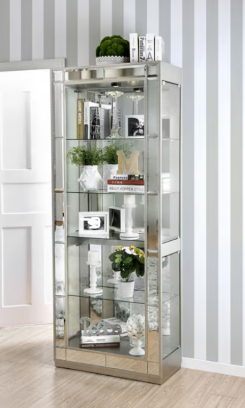 Picture of 5-tier Shelf Material Glass, Solid Wood Curio Cabinet - 31"W X 14"D X 78"H