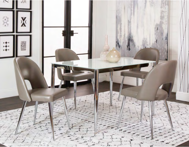 Picture of 32 x 48 White Glass Top and Chrome Table Base