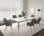 Picture of Rectangular 40 x 70 Super White Tempered Glass Table Top and 40 x 70 Chrome Table Base