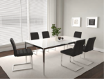 Picture of Rectangular 40 x 70 Super White Tempered Glass Table Top and 40 x 70 Chrome Table Base