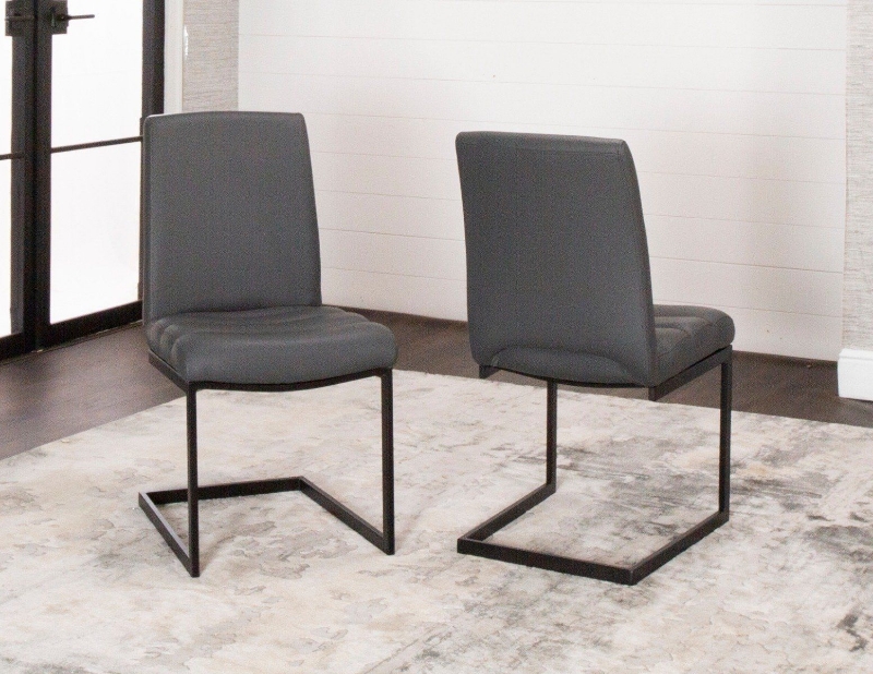 Picture of Charcoal Polyurethane Chair - Matte Black Frame