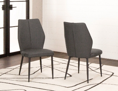 Show details for Charcoal Polyurethane Side Chair - Matte Black Frame Picture of Charcoal Polyurethane Side Chair - Matte Black Frame