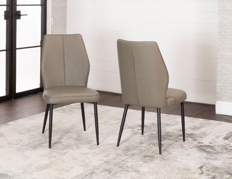 Picture of Mocha or Charcoal Polyurethane Side Chair - Matte Black Frame